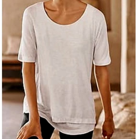 J. Jill Tops - NEW Pure Jill Super-Soft Double-Layer Scoop-Neck Elliptical  Short Sleeve Top